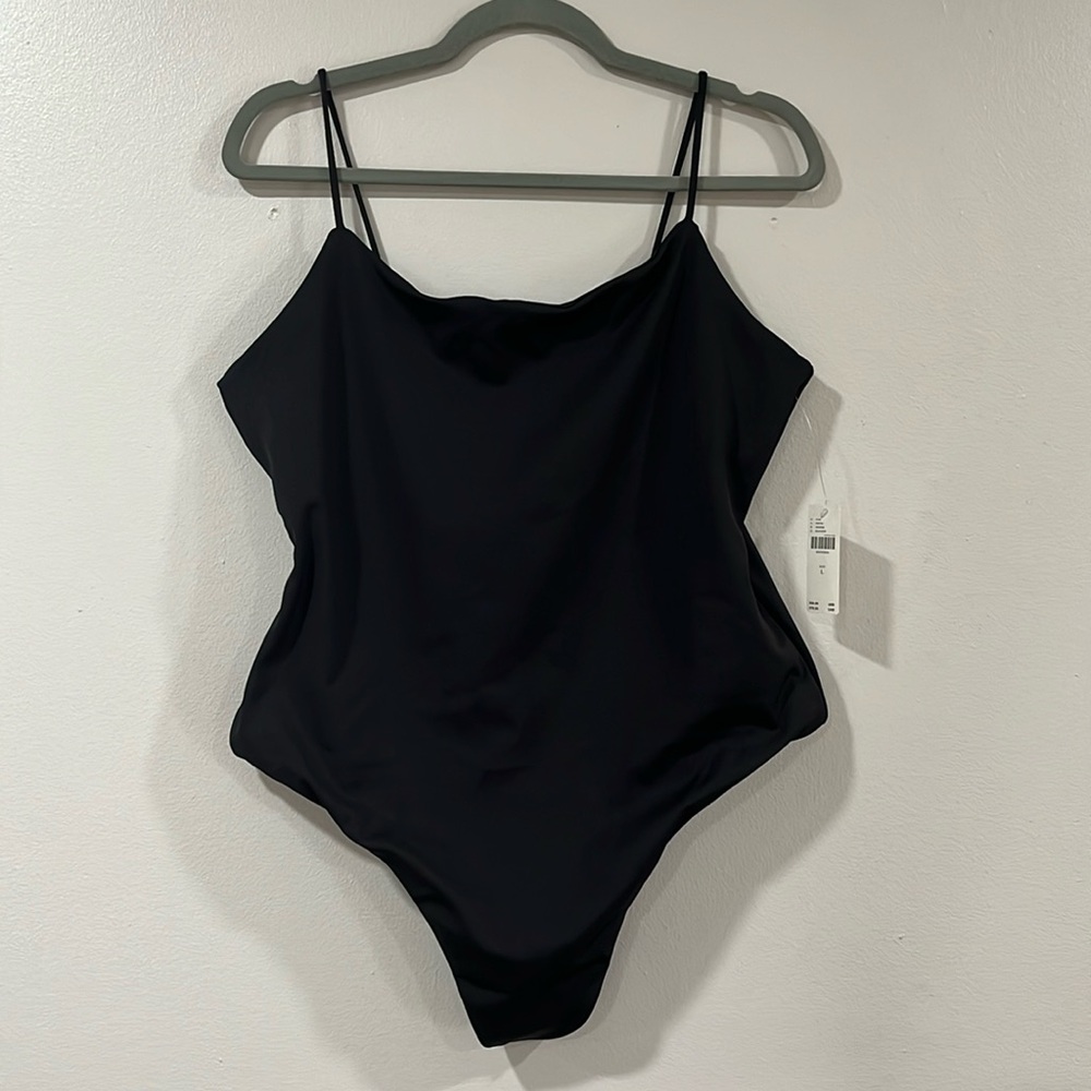 ANTHROPOLOGIE Women’s Black Cami Thong Bodysuit. Size Large. NWT
